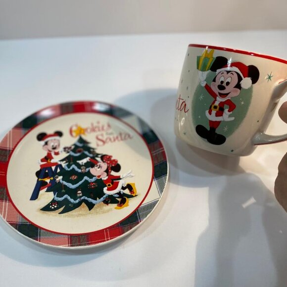 Mickey & Minnie Mouse Mug and Plate Christmas Cookies & Milk for Santa - Picture 2 of 8